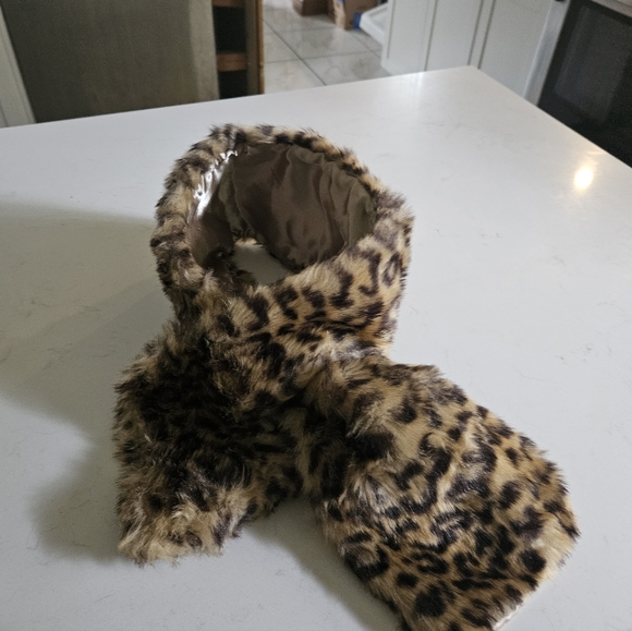 Leopard Print Faux Fur Kids Scarf and Muff